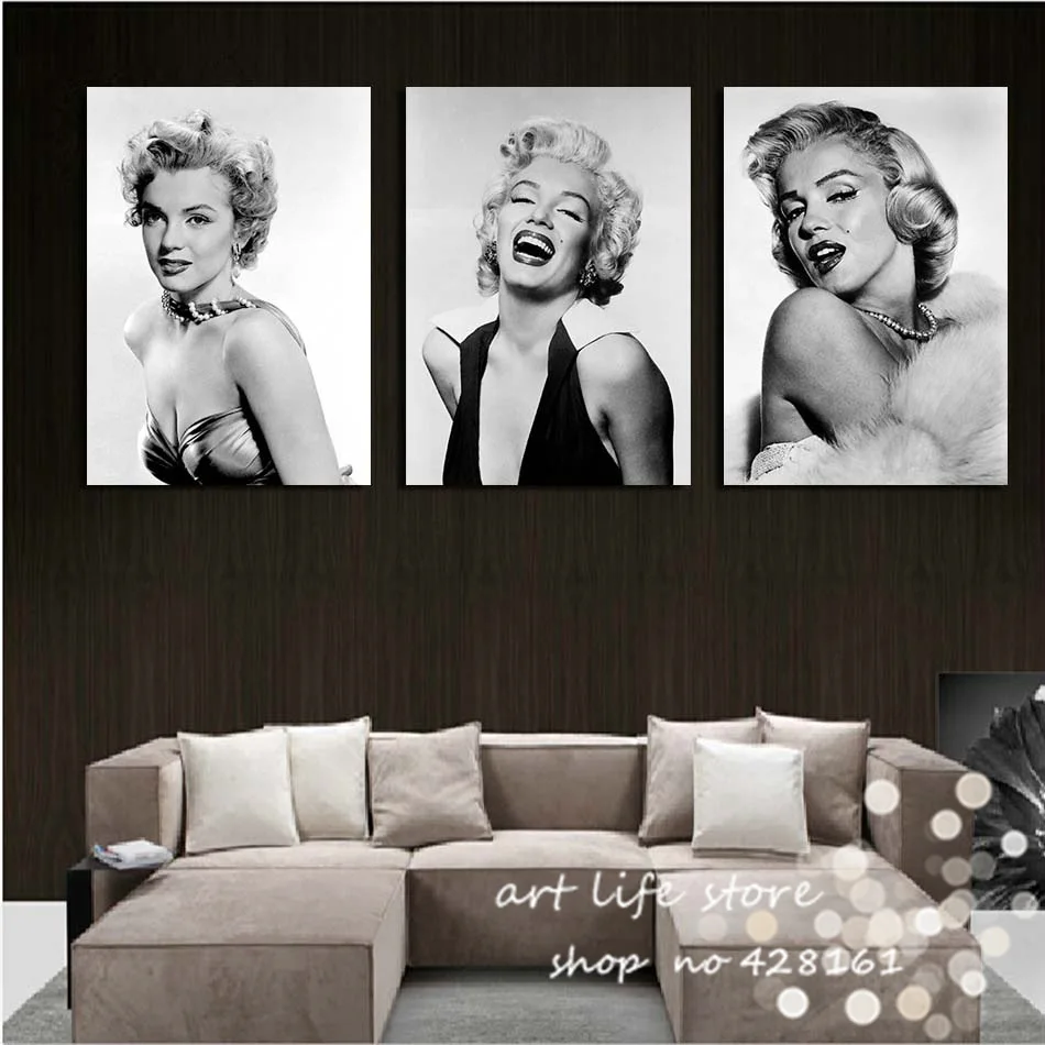 Home Decor 3stk Lærred Kunst Plakater Udskrivning af Marilyn Monroe Maleri Væg Billeder for Living Room dekorationer til hjemmet rabat | Home Decor Groendalspark.dk