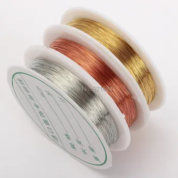 0.2 50 M/Rulle 3Roll/masser Blandet Farve Kobber Ledninger Beading Wire DIY Smykker Resultater Messing Reb, Snore D0279