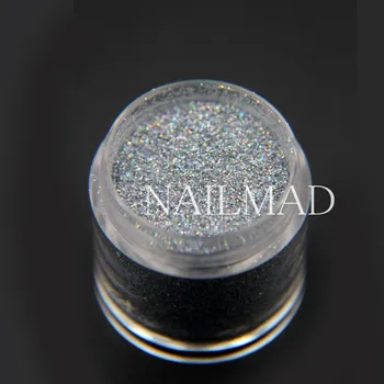 0.4 mm Laser Sølv Holografiske Glitter Negle Med Glimmer Strå Hologram Glitter Nail Powder Laser Nail Powder 3ml