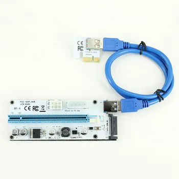 008S Morgenfriske PCIe PCI-E port til PCI Express-Riser-Kort 1X 4x 8x 16x USB 3.0 Data Kabel Med 4 Pin Til 6 Pin SATA Power Supply for BTC Miner 10stk