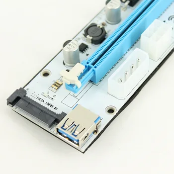 008S Morgenfriske PCIe PCI-E port til PCI Express-Riser-Kort 1X 4x 8x 16x USB 3.0 Data Kabel Med 4 Pin Til 6 Pin SATA Power Supply for BTC Miner 10stk