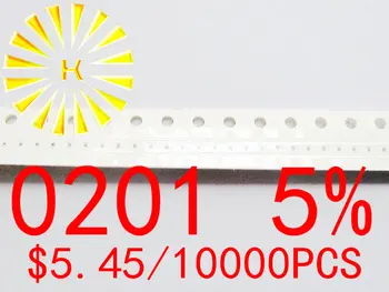 0201 5% Chip Modstande 0R 1R-10M SMD Modstanden x 10000PCS