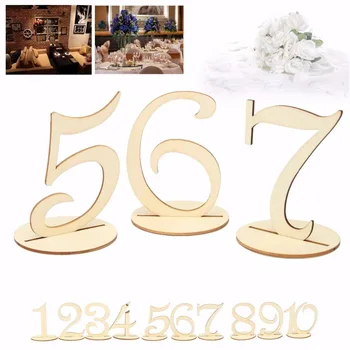 1-10/11-20/21-30/31-40 bryllup bord nummer holder fest tabel antallet tag stand Bryllup Fødselsdag Tabel Dekoration i Træ