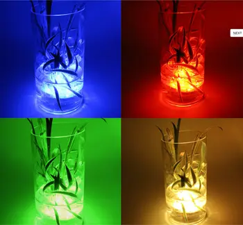 1*10-LED RGB Part indretning led-lys Multi Farve Vandtæt bryllupsfest Vase Base Blomster Lys dykkede lys med fjernbetjening