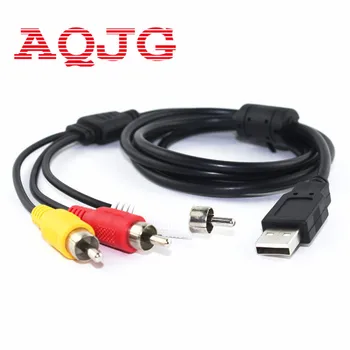 1,5 M USB 2.0 Mandlige A-3 RCA Male Composite Adapter Audio-Video AV-Kabel Til TV-set-top-bokse, DVD til TV