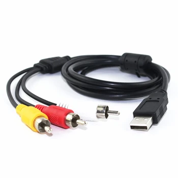 1,5 M USB 2.0 Mandlige A-3 RCA Male Composite Adapter Audio-Video AV-Kabel Til TV-set-top-bokse, DVD til TV