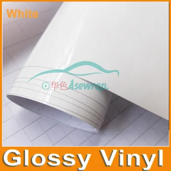 1.52x30m/Roll High Glossy hvid Vinyl Wrap Bil Wrap med luftbobler Skinnende gul Vinyl Ultra Gloss Wrap Film bil mærkat wraps