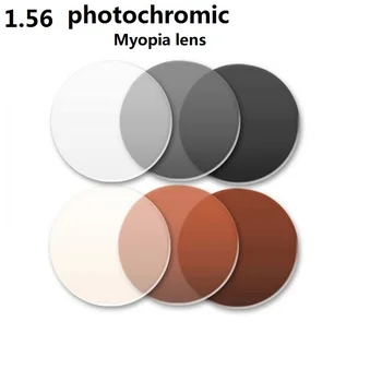 1.56 Asfæriske fotokromisk brun grå mærke nærsynethed eyglasses linser farve film slid-resistente belagt Anti-planlægning harpiks linser