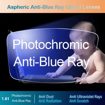 1.61 Anti-Blue Ray Asfæriske Fotokromisk Grå Linse Optiske Linser Recept Vision Korrektion Computer Læsning Linse
