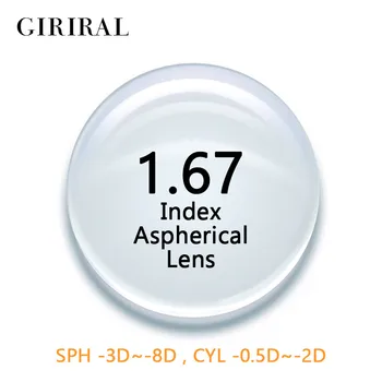 1.67 Indeks CR-39 Enkelt-Version linser for eye Asfæriske Klart Nærsynethed recept optiske briller, linser #1.67 CR