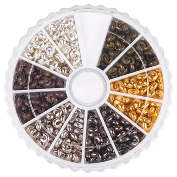1 Boks 6 Farver Strygejern Crimp Beads Dækker 3mm Hul: 1,5 til 1,8 mm; om 590pcs/box