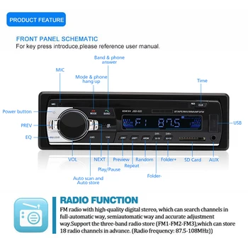 1 Din 2,5 Tommer Bil Radio Stereo Afspiller MP3-MP5 Mms-Autoradio Bil Audio-Afspiller med Bluetooth-Fjernbetjening-USB-AUX-FM