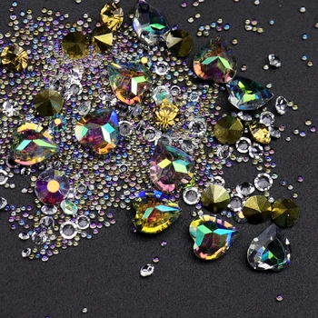 1 Kasse Søm Rhinestones Pegede Tilbage Diamant Akryl Perler, Glas AB Farverige Smykkesten Manicure Salon Tilbehør