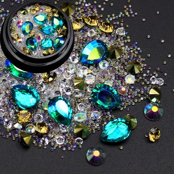 1 Kasse Søm Rhinestones Pegede Tilbage Diamant Akryl Perler, Glas AB Farverige Smykkesten Manicure Salon Tilbehør