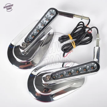 1 Par Chrome Motorcykel Spejl Muskel-LED-blinklys, Lys Moto Rear side spejlene tilfældet for Harley-davidson V-ROD V STANG VRSCF