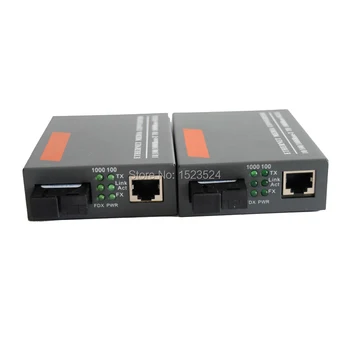1 Par HTB-GS-03 A/B Gigabit Fiber Optiske Media Converter 1000 mbps Single Mode Enkelt SC Fiber Port 20 KM Ekstern Strømforsyning