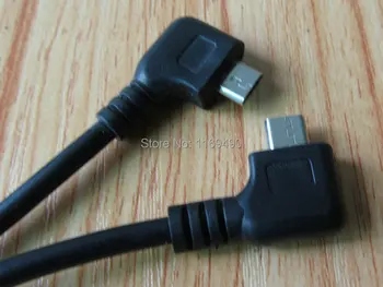 1 par Korte USB 2.0-EN Kvindelig Direkte Til micro b 5pins Mandlige 90 venstre + højre Vinkel Udvidelse Adapter ledning, Stik, Kabel-15cm