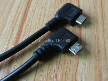 1 par Korte USB 2.0-EN Kvindelig Direkte Til micro b 5pins Mandlige 90 venstre + højre Vinkel Udvidelse Adapter ledning, Stik, Kabel-15cm