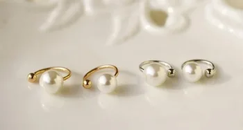 1 pc Simpelt Simuleret Pearl Golden Sølv Clips Øreringe Ingen piercing for Kvinder Mode Smykker Ear Cuff Wrap Øreringe