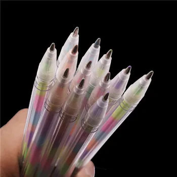 1 Pose 12 Stk Mix Studerende Papirvarer 12 Farve Blanding Highlighter Graffiti Pen 1,0 Mm Spids Plast Poser Pen Passer Maleri Pen