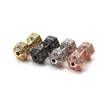 1 stk 16*7mm Mode Cubic Zircon Håndvægte Armbånd Charms Guld, Sølv, Sort, Kobber Spacer Perler, Smykker Komponenter Gør
