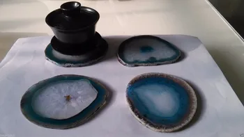 1 stk blå Farve Agat Coaster Vin Mat 3 - 4 Inches Naturligt Smuk ark