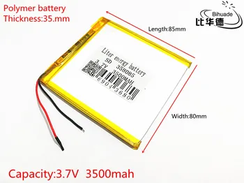 1 stk Gratis fragt 358085 3,7 V 3500 mah tablet generelt polymer lithium batteri, GPS,mp3,mp4,mobiltelefon,højttaler