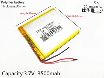 1 stk Gratis fragt 358085 3,7 V 3500 mah tablet generelt polymer lithium batteri, GPS,mp3,mp4,mobiltelefon,højttaler