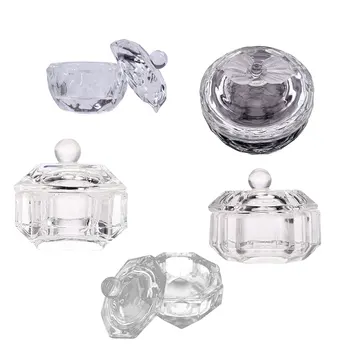 1 stk Krystal Glas, Akryl Væske Dappen Dish med Låg Nail Art Værktøj Skål Kop Pulver Vask Udstyr Mini Skål Kopper