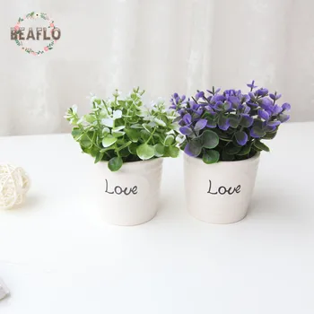 1 STK Mini Kunstig Plante, Blomst Potteplanter Bonsai med Kærlighed Alfabet Indretning Bryllup Hjem Dekorative Blomster Gave