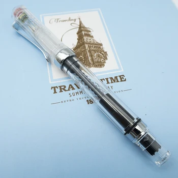 1 stk Plastik Gennemsigtig Synlige Fountain Pen Ekstra Fine 0.38 mm Studerende Øve Håndskrift Blæk Penne Skole kontorartikler