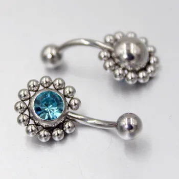 1 stk rund krystal høj nippel-knappen for ringe piercing navle ringe mode piercing smykker til kvinder