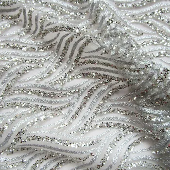 1 Stykke Afrikanske Glitter Pailletter Mesh Stof Guld Skinnende Transparent Fest Kjole Tøj Klud Indien Sari Syning Tissu Tecidos