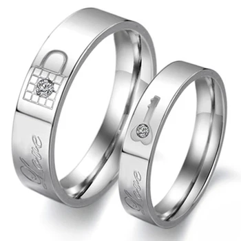 1 Stykke hans og hendes løfte ring Mode Rhinestone Kærlighed armbånd titanium stål par vielsesring