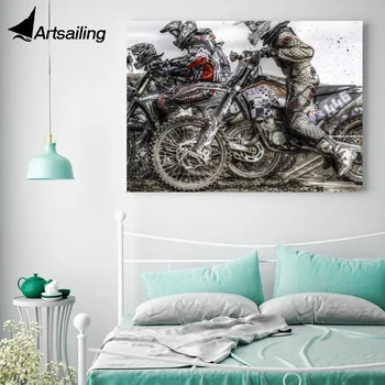 1 stykke lærred maleri Motorcykel race sport HD plakater og print på lærred maleri til stuen gratis fragt XA-1851D