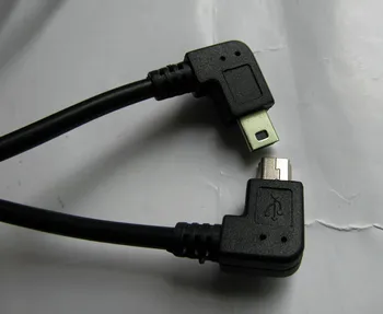 1 stykke mini USB mandlige 90 højre Vinkel At direkte micro b Kvindelige 5 pin-Extension-Adapter netledning Stik data opladerkabel 25cm