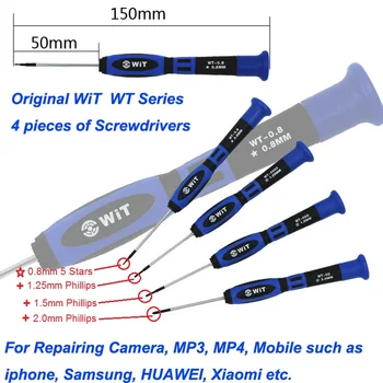 1 Sæt 4 Stykker Japan WiT WT-Serien Skruetrækkere Til Reparation af Kamera, MP3-MP4 iphone HUAWEI, Samsung osv. Mobile Værktøjer