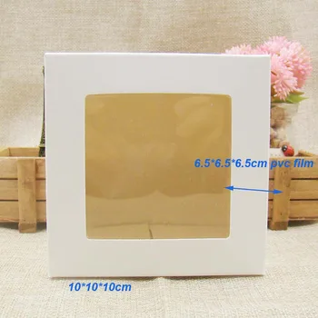 10*10*10 m 3color hvid/sort/kraft lager papir kasse med klare pvc-vindue .favoriserer display /gaver&crafts papir vindue kassen