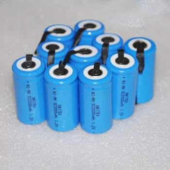10 12 16PCS Sub C SC 1,2 V genopladeligt batteri 2000mah ni-mh batterier, nimh celler med svejsning pins tab for støvsuger elektrisk boremaskine