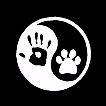10.2*10.2 CM Yin Yang Menneskelige Hånd Hund Paw Hunter Vinyl Decal Mode Personlighed Bil Vindue Klistermærker C6-1037