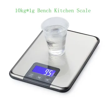 10 kg, 1g Slank Rustfrit Stål Digital Skala 10 KG Elektronisk Kost Mad køkkenvægt Touch Gram Vægt Balance Blå Baggrundsbelysning