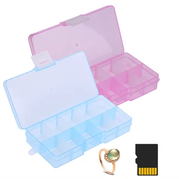 10 Net Plast Oplagring Rubrik Justerbar Storage Case til Smykker-Perler Container Gennemsigtig opbevaringsboks Tilfælde Holder