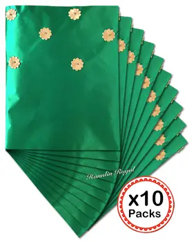 10 pakker /Lot 20 stykker smaragd grøn Afrikanske sego headtie Hoved gele og Ipele hovedbeklædning tørklæde wrap med perler Pynt