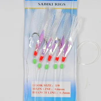 [10 Poser] Sabiki Fjer / Glimmer Rør / Flash Rig Størrelse 1/0 Assortied Agn Fisk At Fange Rigge Engros / Detail