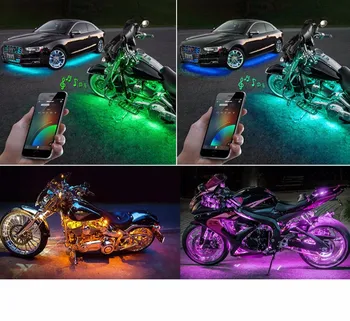 10 RGB-Musik Kontrol Trådløse Fjernbetjening LED-Bil, Motorcykel Lys Atmosfære Lampe med Smart Bremse Lys Accent Neon Stil, Lys Kit
