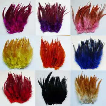 10 slags farve vælg hane nakke fjer 50 root sælge 10-15cm 4-6 tommer DIY tilbehør fjer