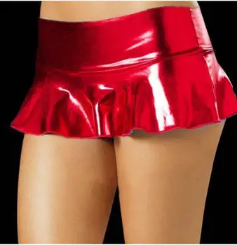 10 stykker Kvinder Hot Sexet Latex Nederdel Passer til Pole Dance Clubwear Patent Læder Micro Mini Nederdel Sæt Natklub