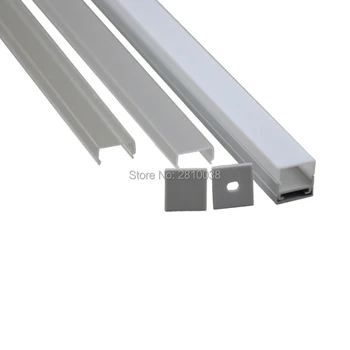 10 Sæt/Parti U type Anodiseret LED aluminium profil med plade AL6063 Alu led extursion LED-Kanal profil til loft lys