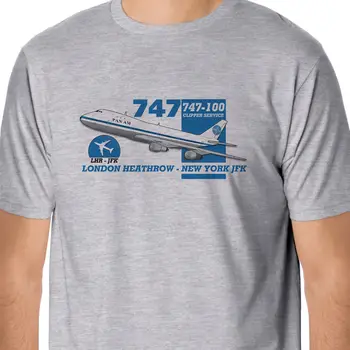 100 % Bomuld T-Shirt Til Mænd, Design Toppe Retro Fly Pan Am Boeing 747 Heathrow - New York Koreansk Design T-Shirts