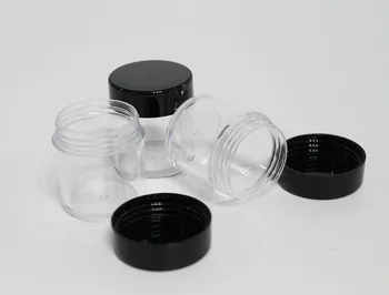 100 stk 10g plast flasker black låg, plast jar jar løs pulver / pailletter søm forbrugsstoffer opbevaring / d30 * h34mm størrelse